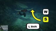 Use "S" and Left Shift to reach the surface. Image: YouTube